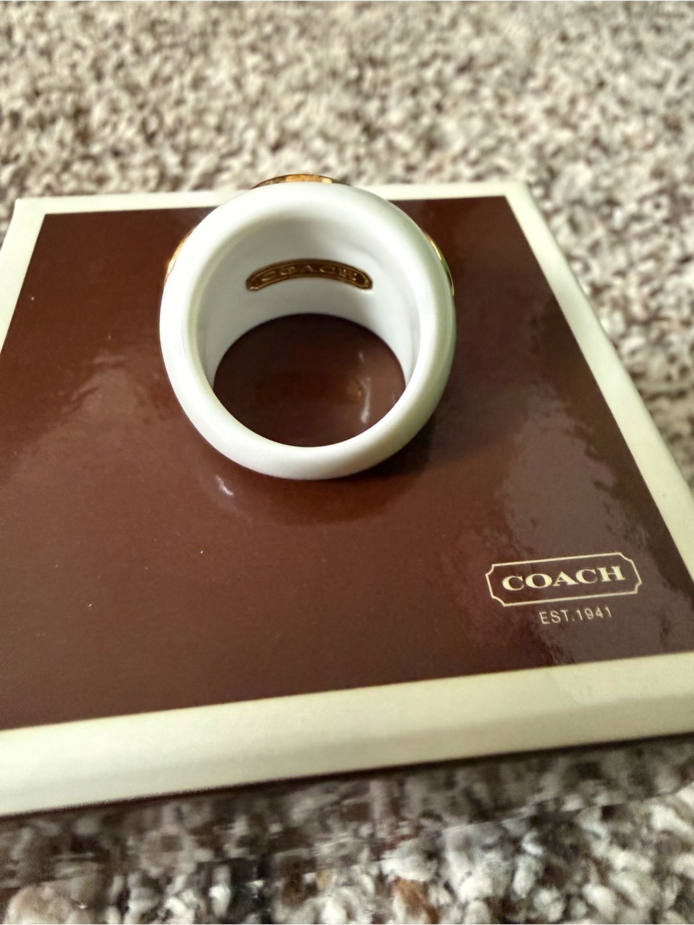 Vintage Coach White Enamel Ring - Picture 2 of 2